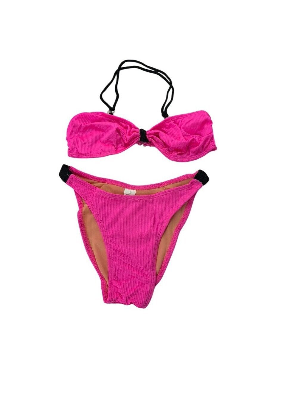 Vintage Krystal K Sport Pink Bandeau Bikini Set Nylon Deadstock Size S